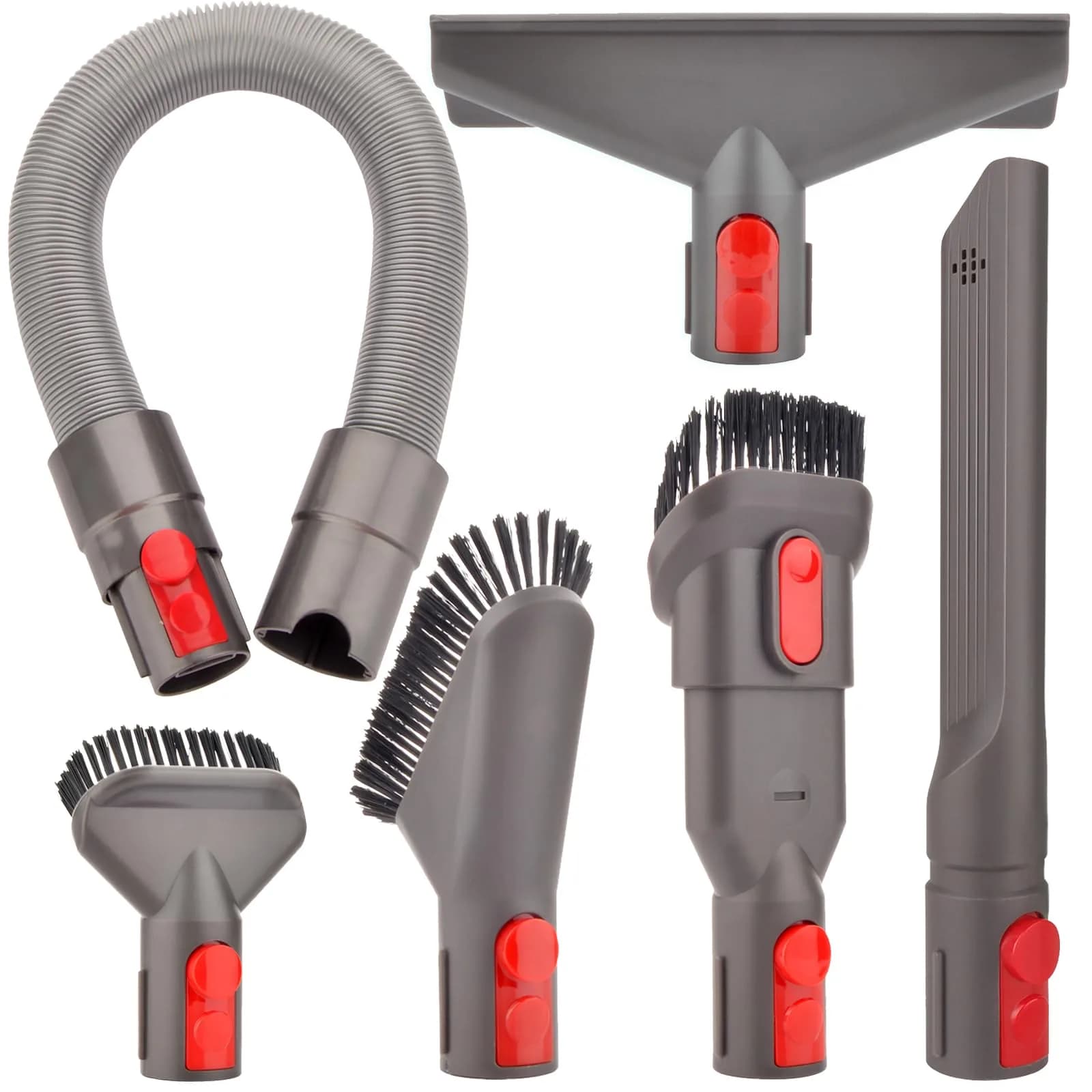 Fullclean Vacuum Cleaner Attachments Kit for Dyson V15 V11 V10 V8 V7 Gen5 | 20.5 Inch Flexible Hose, Crevice, Mattress, Brush Tools