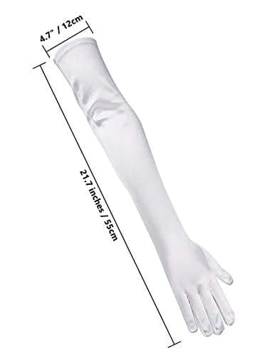 Onwon White Apparel Glove Classic Satin Elbow Length Gloves 22 Inch (56 cm) | Elegant Satin Texture for Special Occasions thumbnail 4