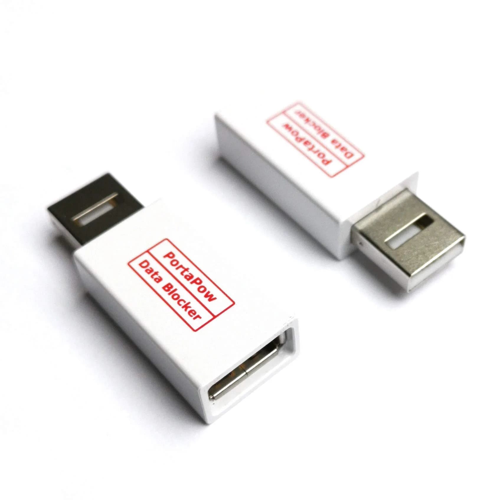PortaPow USB Data Blocker (2 Pack) - Protect Against Juice Jacking | USB-A to USB-A Male-to-Female Adapter — White / 2