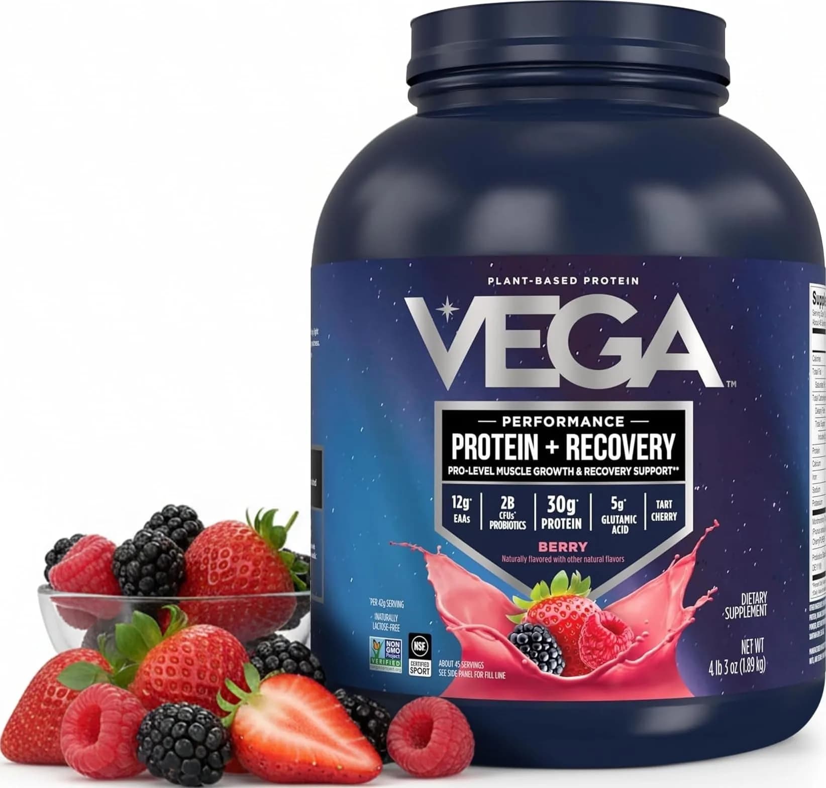 Vega Protein + Recovery Berry 1.81 kg (4 lb) | NSF Certified Plant-Based Protein for Muscle Recovery - main product image