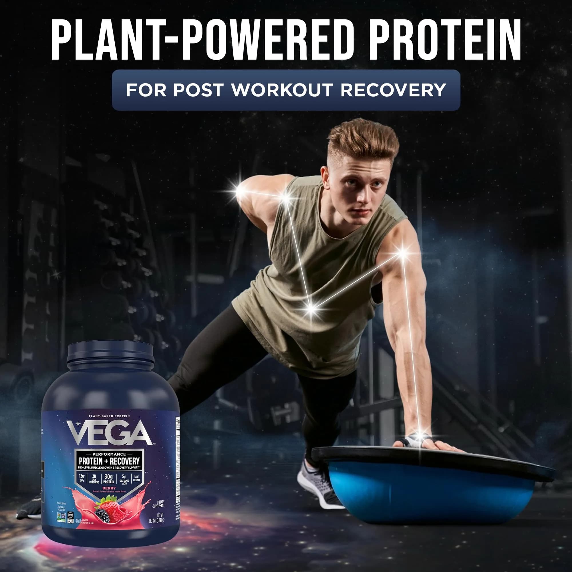 Vega Protein + Recovery Berry 1.81 kg (4 lb) | NSF Certified Plant-Based Protein for Muscle Recovery - view 2