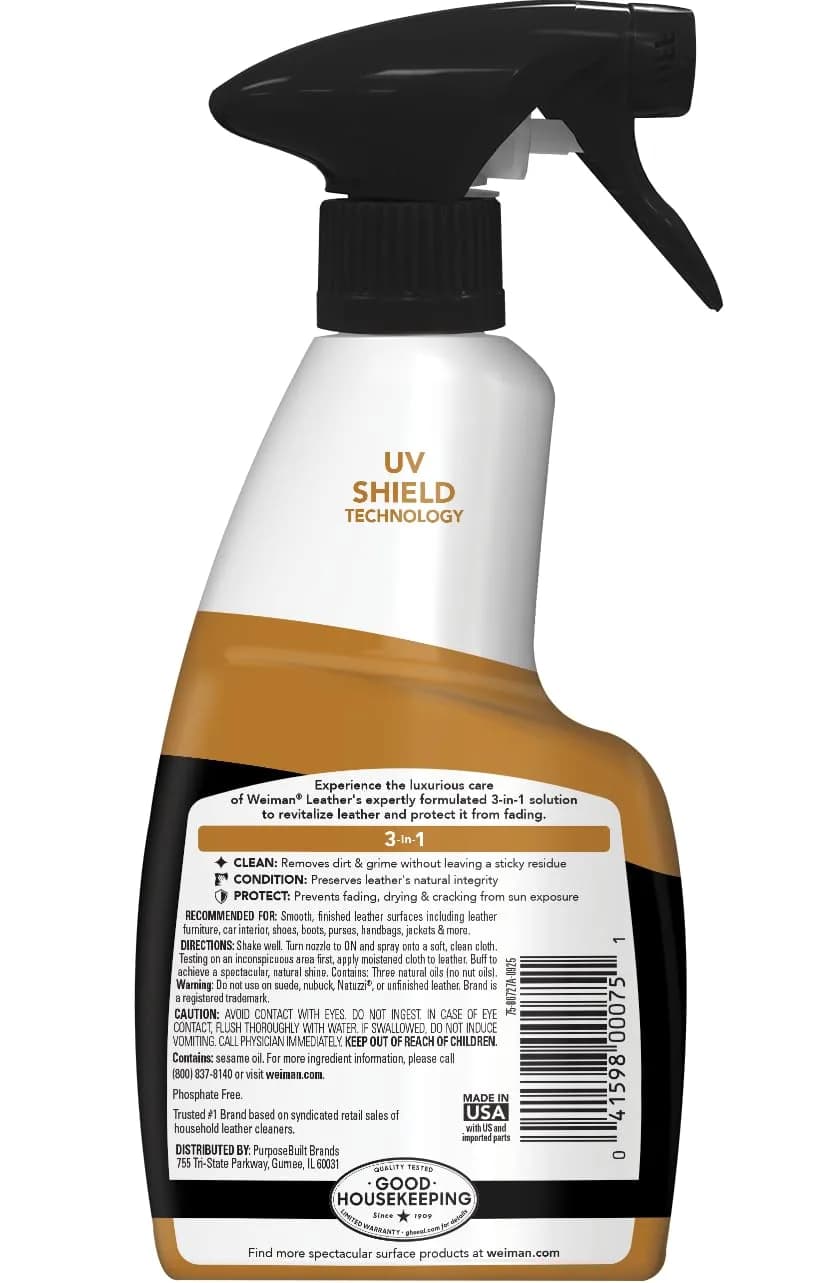 Weiman Leather Cleaner, Conditioner & Protector Kit 355ml (12 Fl Oz) | UVX-15 Protection for All Finished Leather - view 2