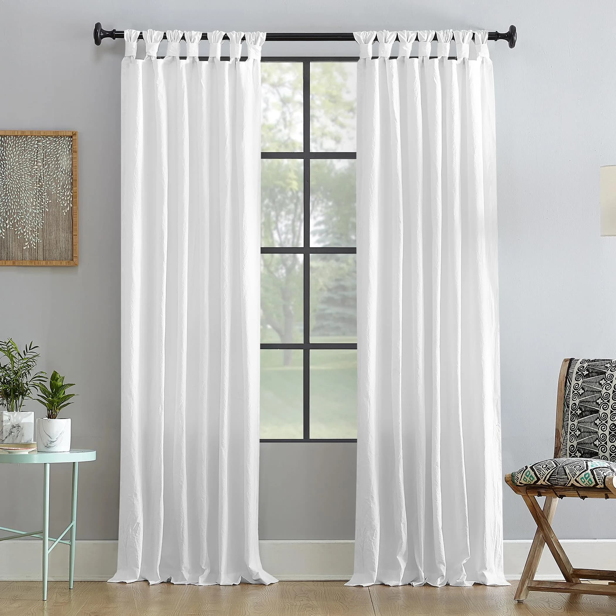 Archaeo Washed 100% Cotton Twist Tab Curtain 52" x 63" | Elegant Semi-Sheer Cotton Panel