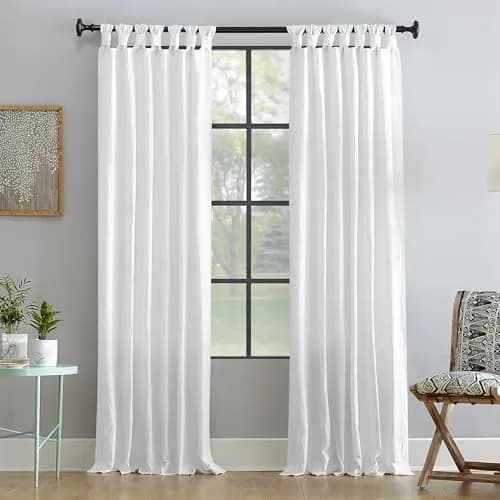 Archaeo Washed 100% Cotton Twist Tab Curtain 52" x 63" | Elegant Semi-Sheer Cotton Panel thumbnail 1