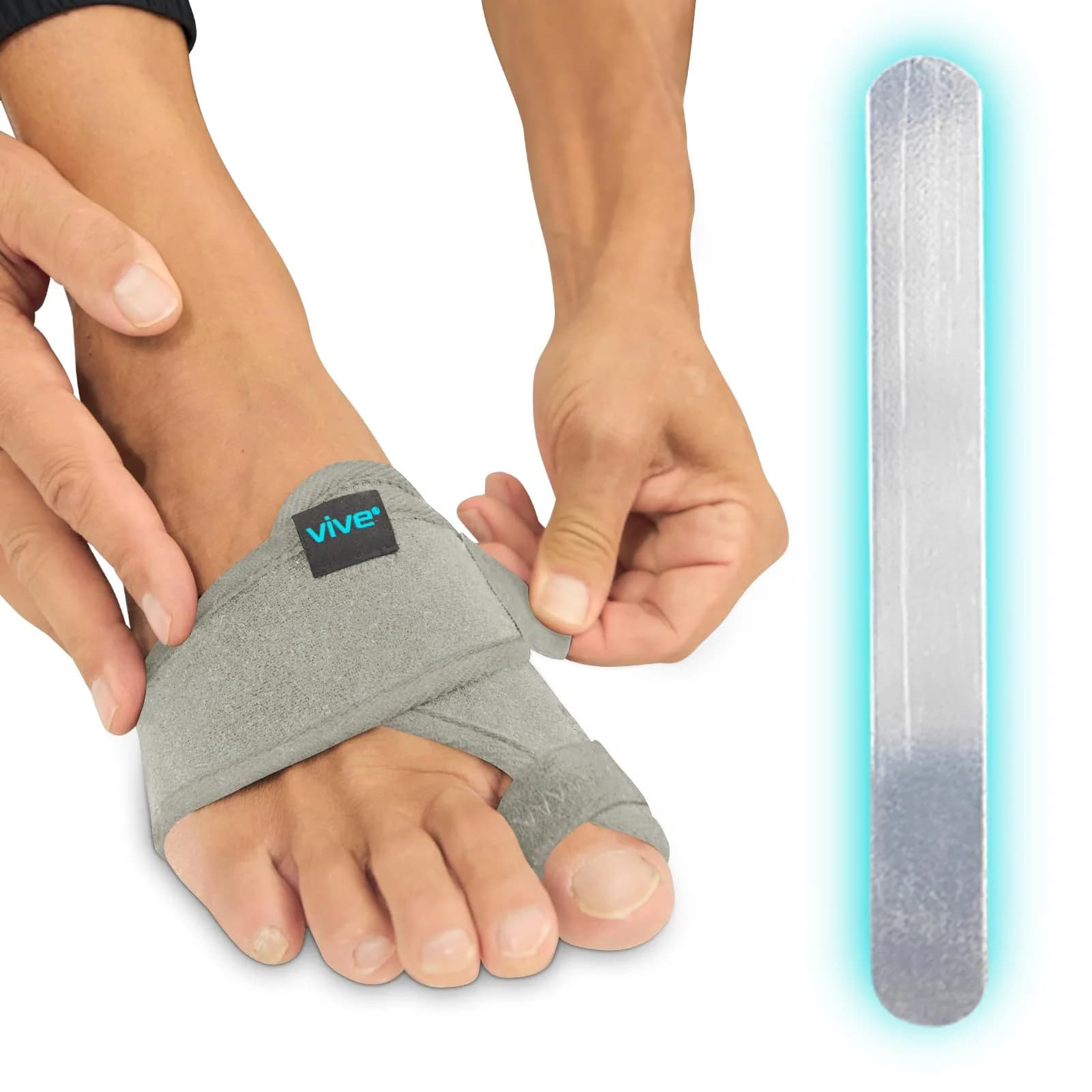 Vive Bunion Brace (Pair) - Big Toe Corrector Straightener with Splint, Gray | FDA Approved Orthopedic Brace for Pain Relief - main product image
