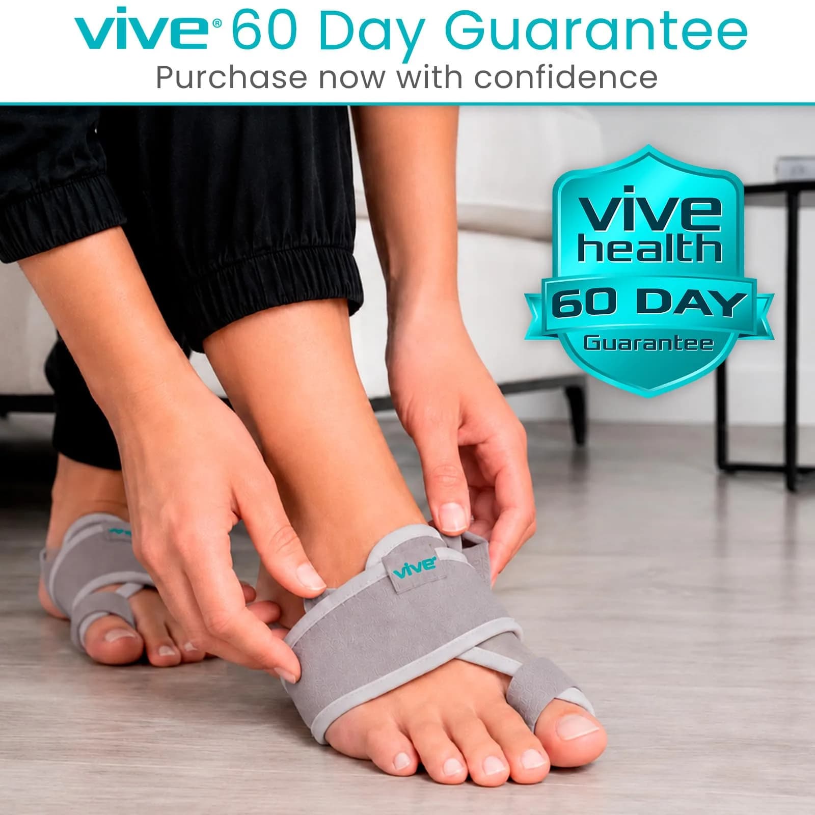 Vive Bunion Brace (Pair) - Big Toe Corrector Straightener with Splint, Gray | FDA Approved Orthopedic Brace for Pain Relief - view 9