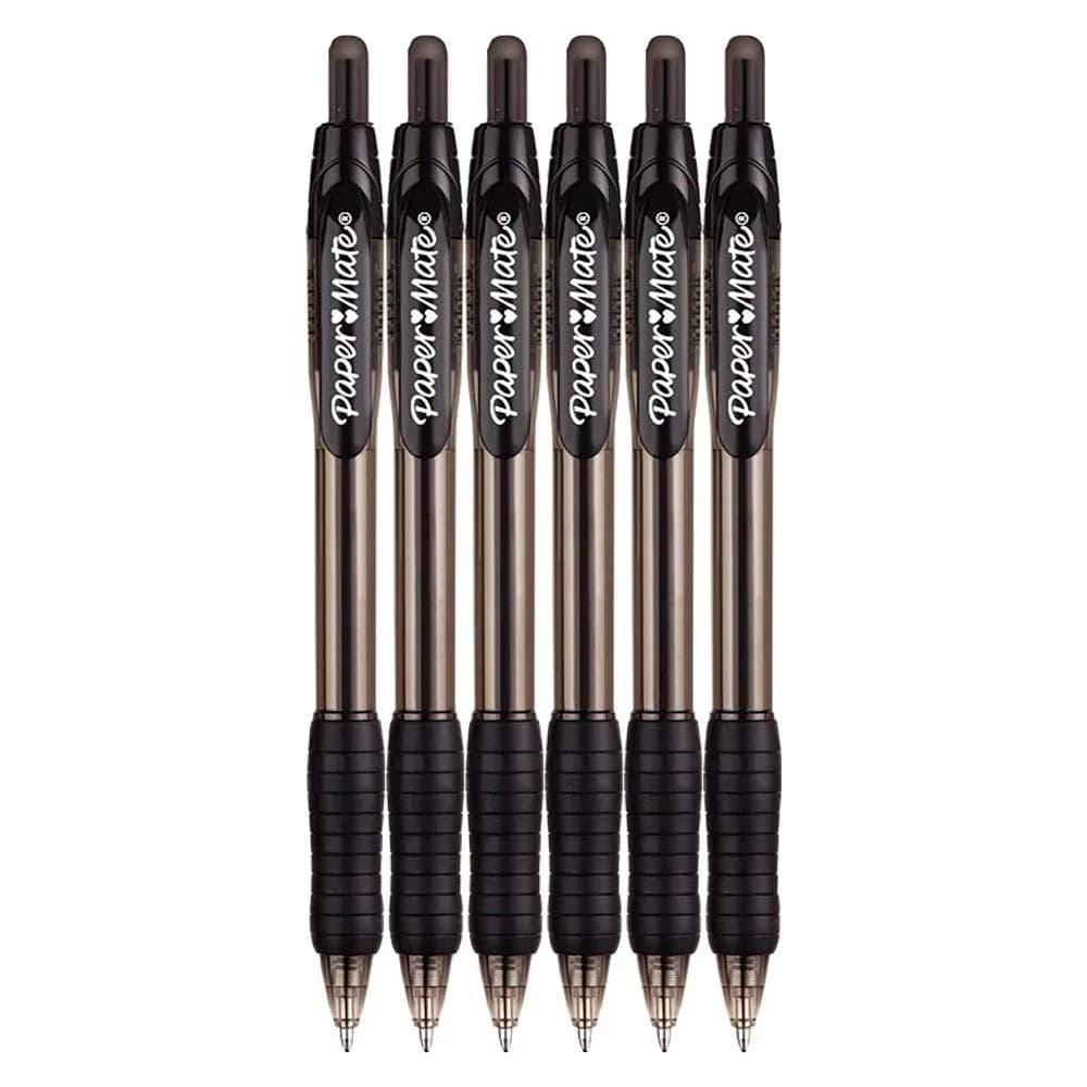 Paper Mate Profile Retractable Ballpoint Pens, 1.4mm Bold Point, 6-Count Black | Smooth Ink Flow — Black