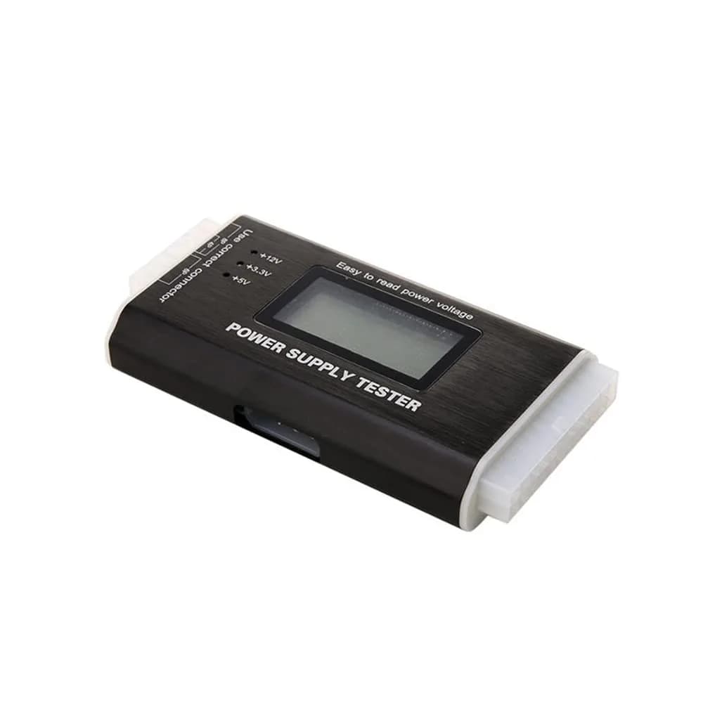 Comidox Power Supply Tester 20/24 Pin LCD | Detects PC Power Output & Faults — Black