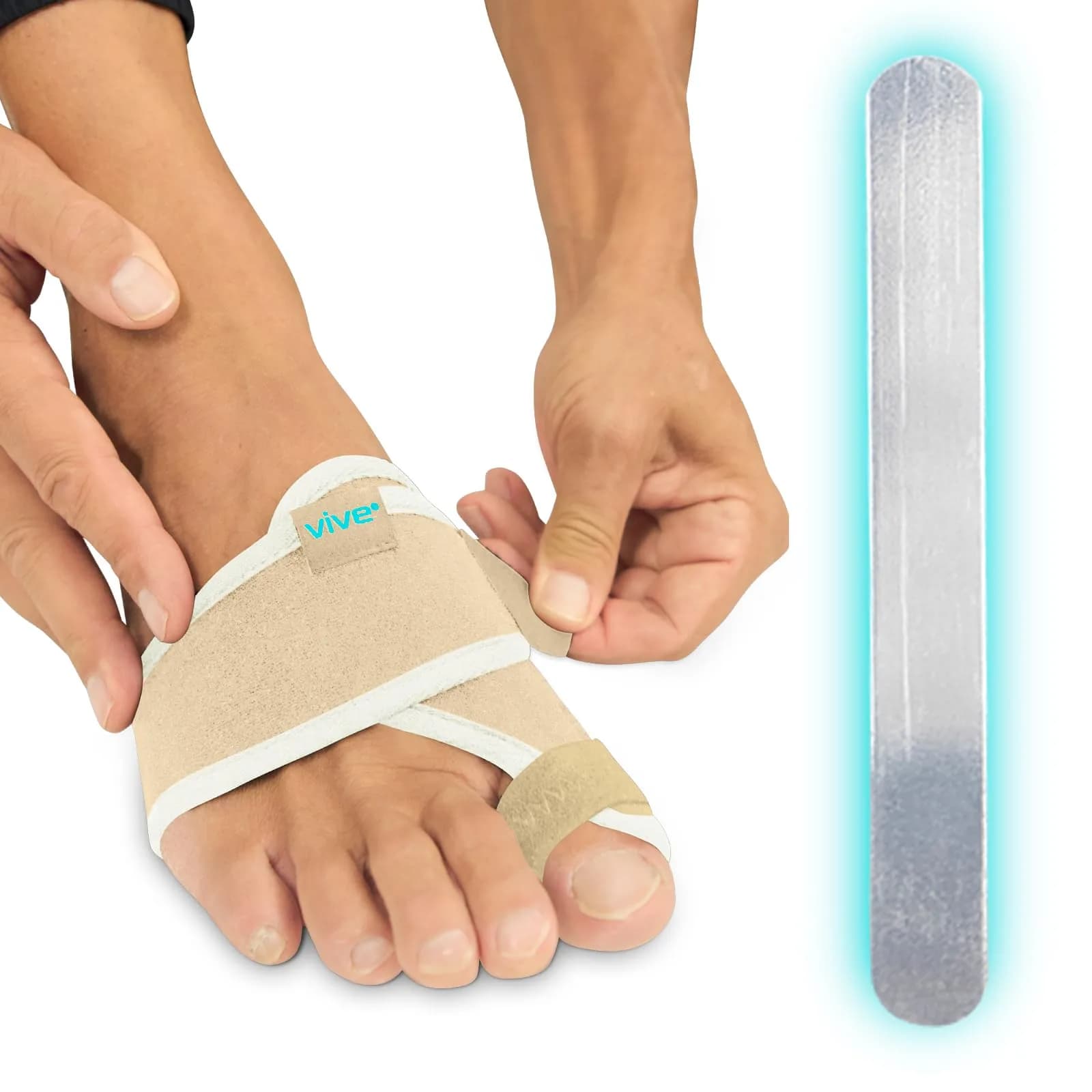 Vive Bunion Brace Pair - Beige 2 Count (Pack of 1) | FDA Approved Orthopedic Brace for Big Toe Pain Relief