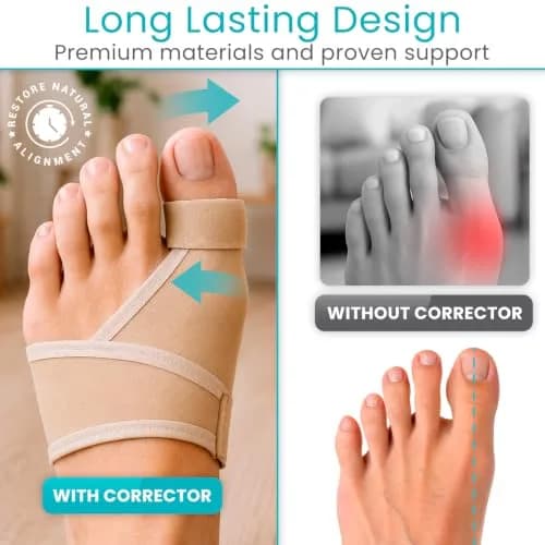 Vive Bunion Brace Pair - Beige 2 Count (Pack of 1) | FDA Approved Orthopedic Brace for Big Toe Pain Relief thumbnail 4