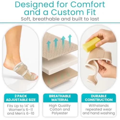 Vive Bunion Brace Pair - Beige 2 Count (Pack of 1) | FDA Approved Orthopedic Brace for Big Toe Pain Relief thumbnail 5