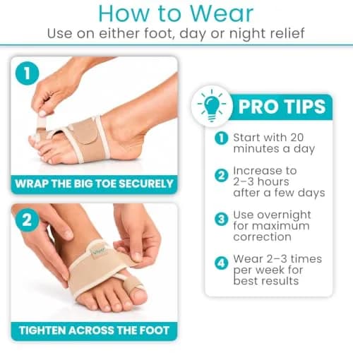 Vive Bunion Brace Pair - Beige 2 Count (Pack of 1) | FDA Approved Orthopedic Brace for Big Toe Pain Relief thumbnail 7