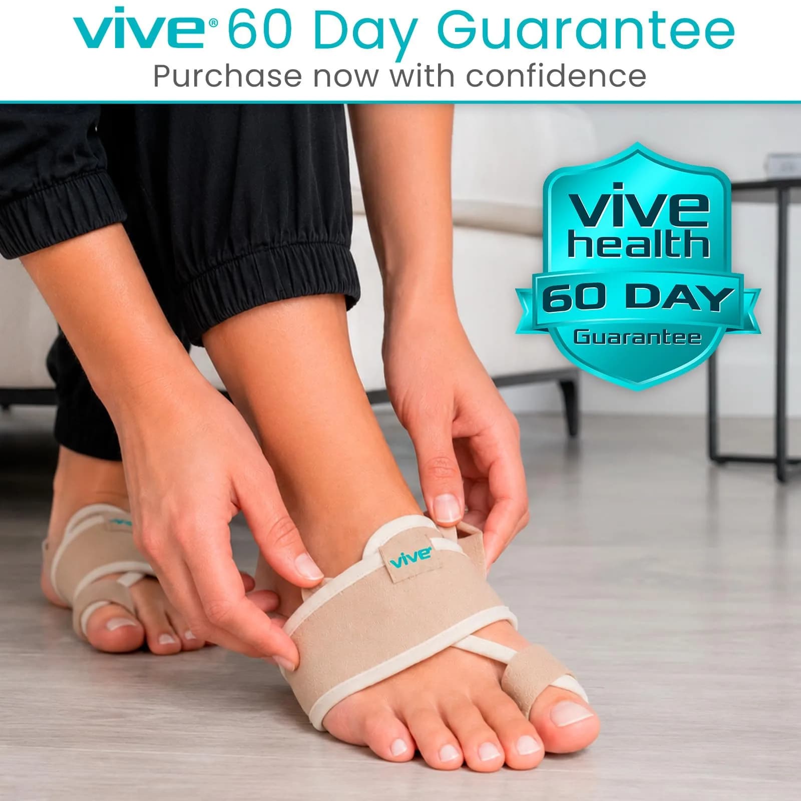 Vive Bunion Brace Pair - Beige 2 Count (Pack of 1) | FDA Approved Orthopedic Brace for Big Toe Pain Relief - view 9