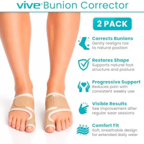 Vive Bunion Brace Pair - Beige 2 Count (Pack of 1) | FDA Approved Orthopedic Brace for Big Toe Pain Relief thumbnail 2