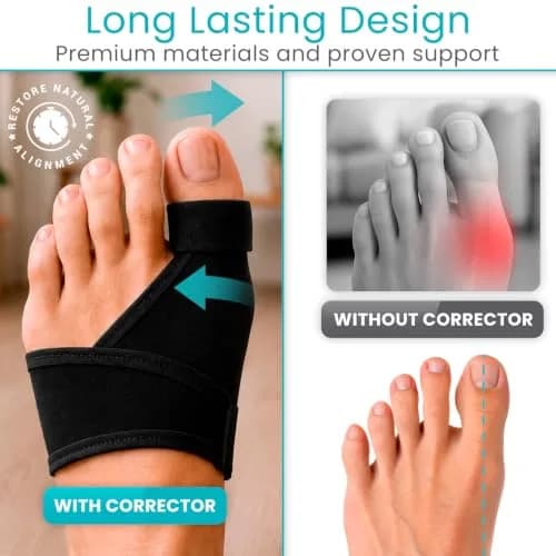 Vive Bunion Brace Pair - Big Toe Corrector Straightener with Aluminum Splint, Black thumbnail 4
