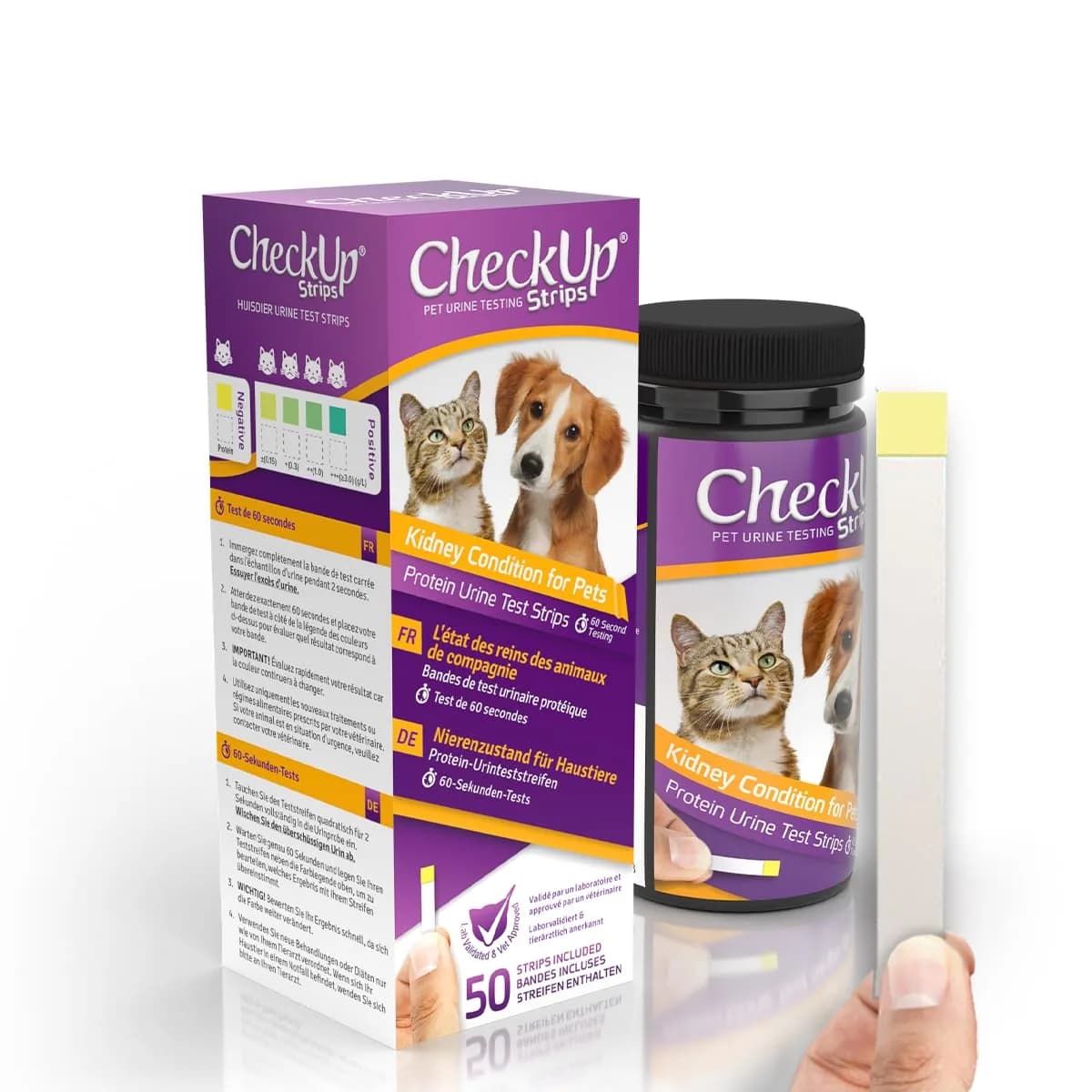 KIT4CAT CheckUp Protein Urine Test Strips for Cats & Dogs, 50 Count | Non-Invasive Pet Health Monitoring