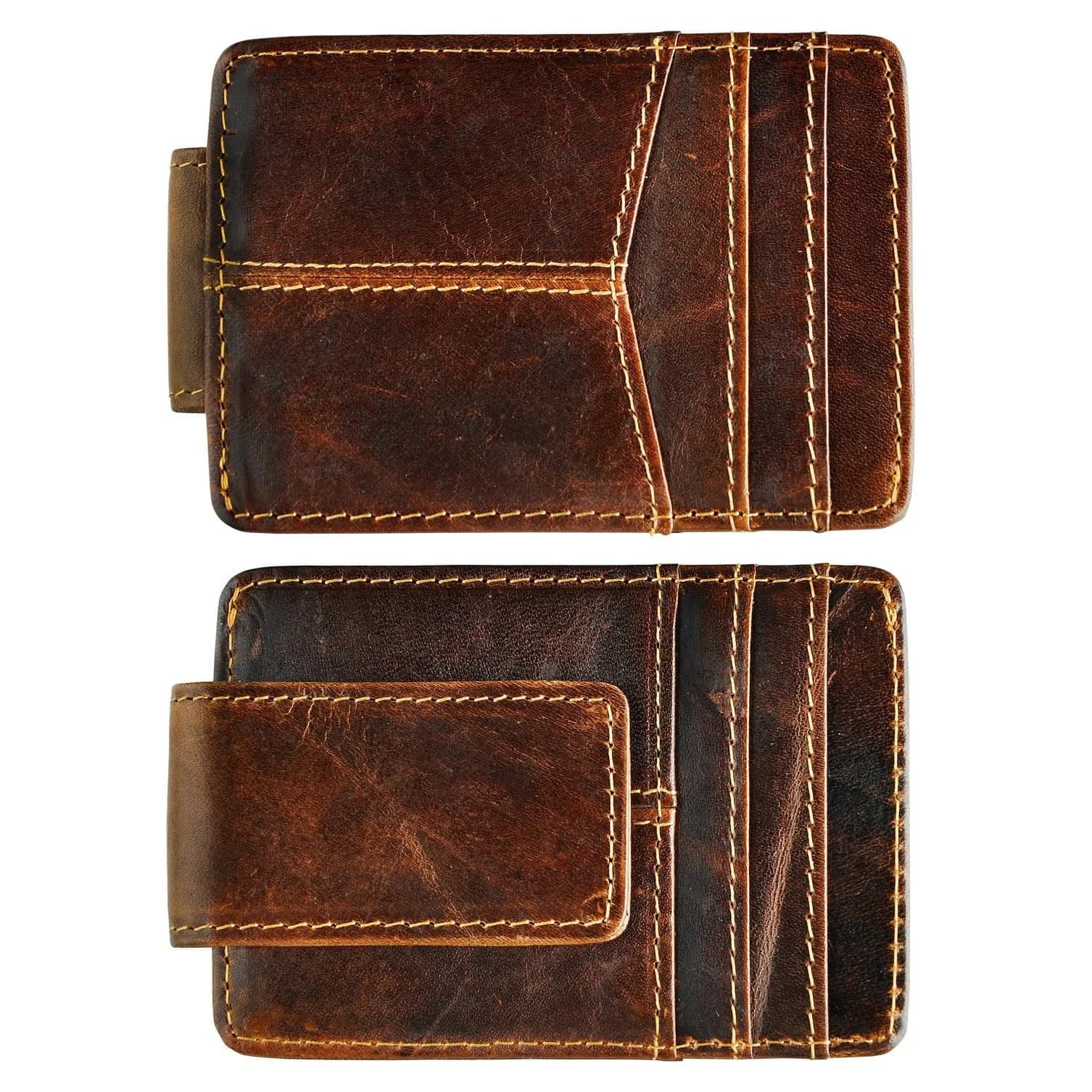 Le'aokuu RFID Genuine Leather Cowhide Money Clip Wallet Slim Front Pocket (Grey) — A Rfid Coffee