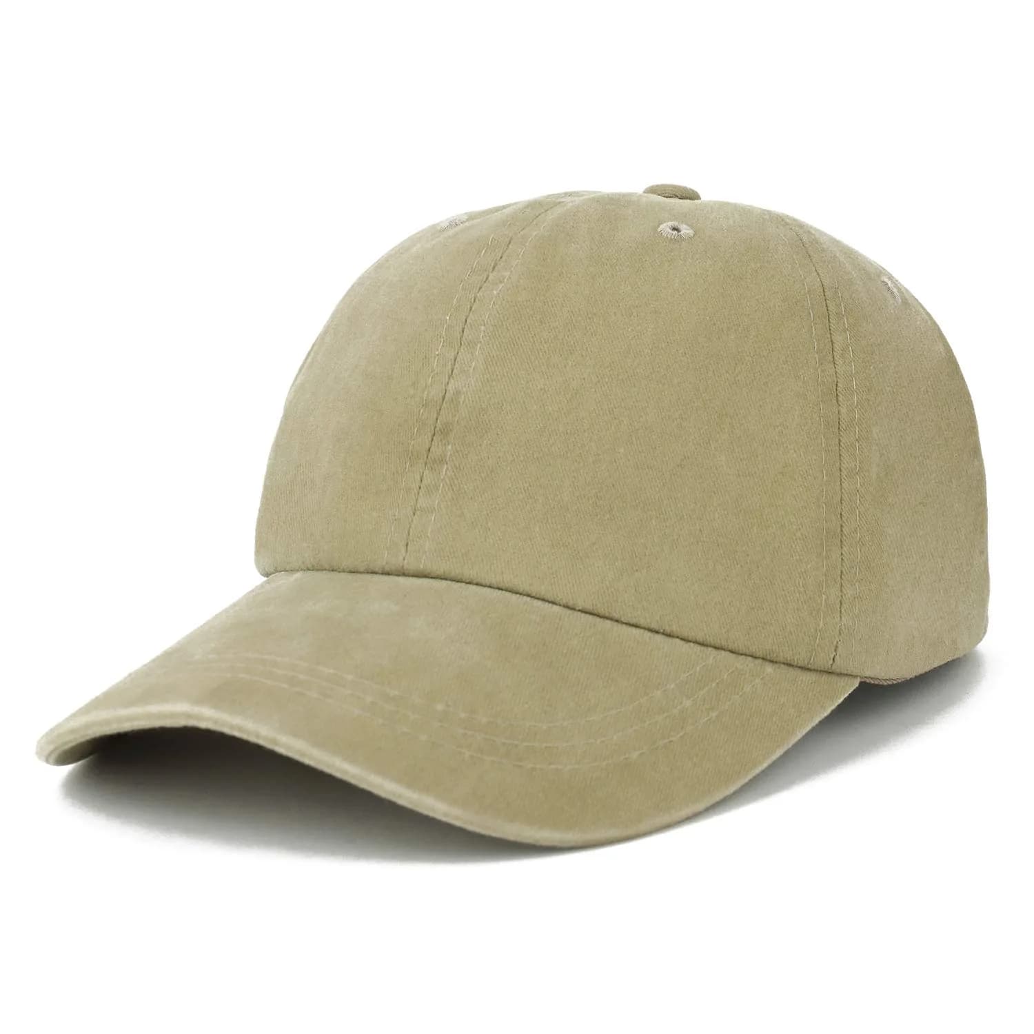 Trendy Apparel Shop Oversize XXL Pigment Dyed Washed Cotton Baseball Cap 65cm | Khaki — Khaki