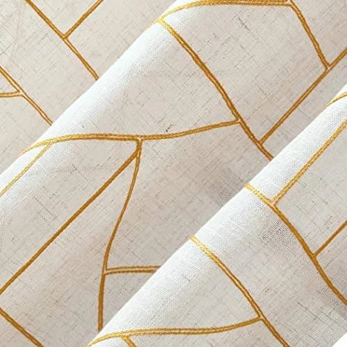 Archaeo Natural Linen Blend Curtain 50" x 95" | Geometric Embroidery for Modern Homes thumbnail 3