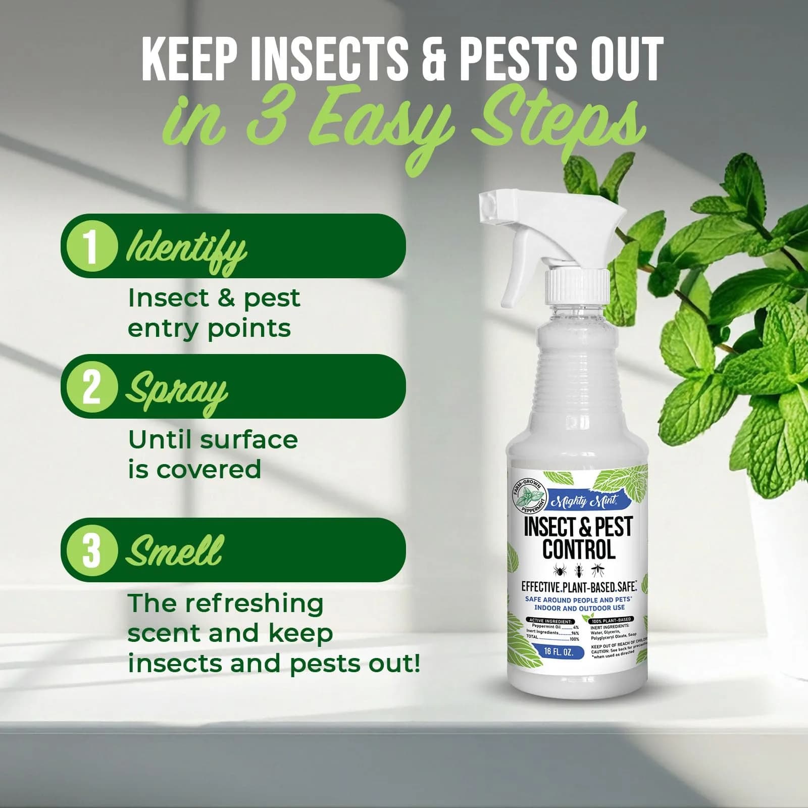 Mighty Mint Natural Peppermint Oil Insect Repellent Spray, 16 Fl Oz (Pack of 1) | Long-Lasting Pest Control - view 8