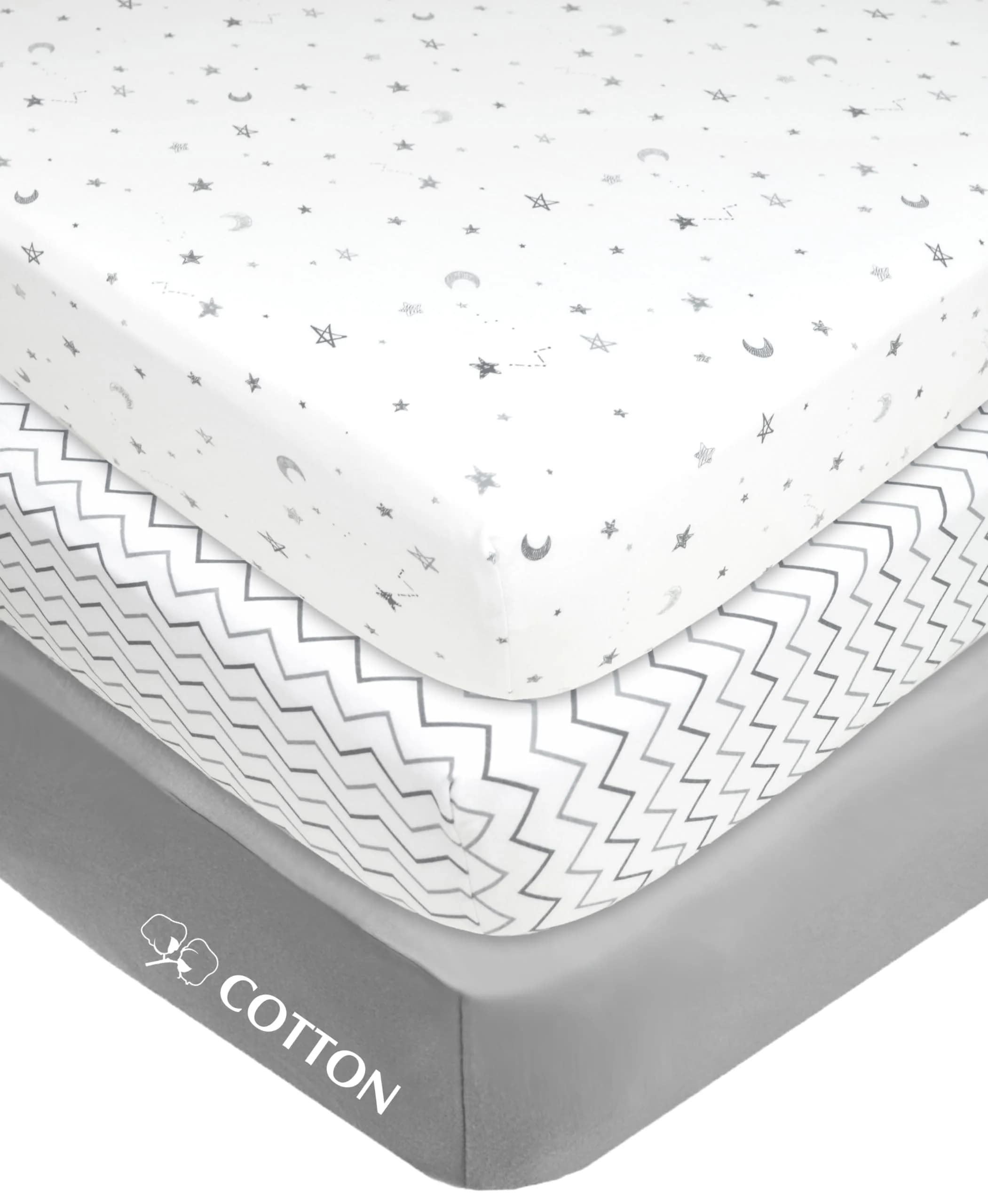 American Baby Company 3 Pack Fitted Mini Crib Sheet 38x24" | Snug Cotton Fit for Baby's Comfort