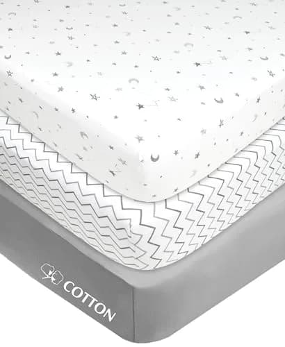 American Baby Company 3 Pack Fitted Mini Crib Sheet 38x24" | Snug Cotton Fit for Baby's Comfort thumbnail 1