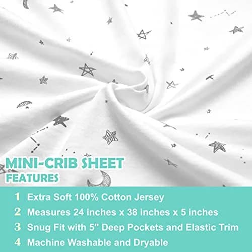 American Baby Company 3 Pack Fitted Mini Crib Sheet 38x24" | Snug Cotton Fit for Baby's Comfort thumbnail 4