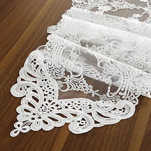 Gleamique Lace Table Runner and Dresser Scarf Floral Champagne 10 x 60 Inches | Elegant Vintage Lace Decor thumbnail 5