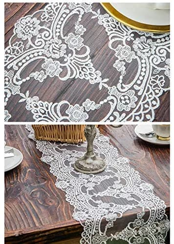 Gleamique Lace Table Runner and Dresser Scarf Floral Champagne 10 x 60 Inches | Elegant Vintage Lace Decor thumbnail 7