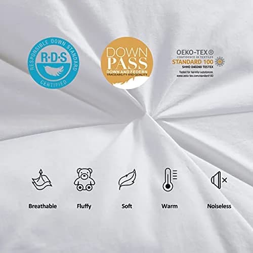 Egyptian Bedding Twin Size Comforter | All-Season Goose Down Feather Fiber | 50 oz. | White thumbnail 5