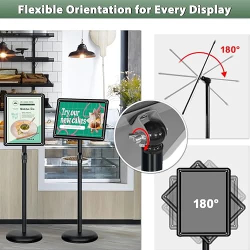 Mutualsign 11 x 17" Pedestal Sign Holder, Adjustable Floor Standing Display Stand, Aluminum & Stainless Steel, Black thumbnail 3