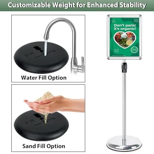 Mutualsign Adjustable Floor Standing Pedestal Sign Holder 8.5 x 11" (21.6 x 27.9 cm) | 31.5-48" Height, 360° Rotation thumbnail 5