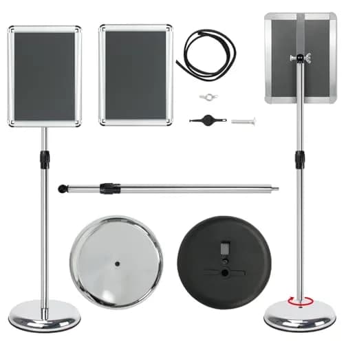Mutualsign Adjustable Floor Standing Pedestal Sign Holder 8.5 x 11" (21.6 x 27.9 cm) | 31.5-48" Height, 360° Rotation thumbnail 9