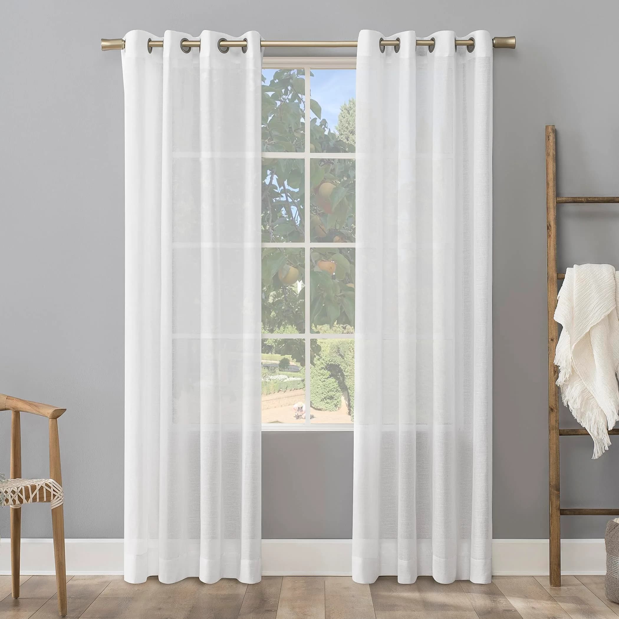 Archaeo Slub Textured Linen Blend Grommet Top Curtain, 52" x 84" | Rustic Organic Look