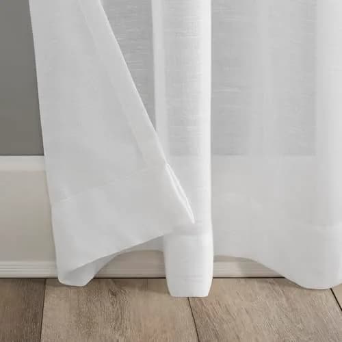Archaeo Slub Textured Linen Blend Grommet Top Curtain, 52" x 84" | Rustic Organic Look thumbnail 4