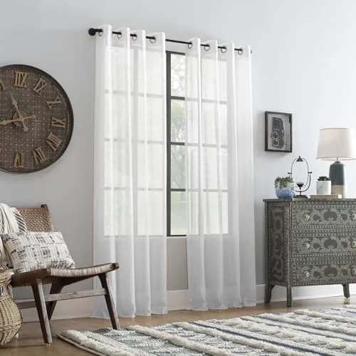 Archaeo Slub Textured Linen Blend Grommet Top Curtain, 52" x 84" | Rustic Organic Look thumbnail 6