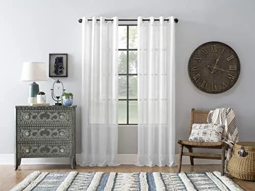 Archaeo Slub Textured Linen Blend Grommet Top Curtain, 52" x 84" | Rustic Organic Look thumbnail 9