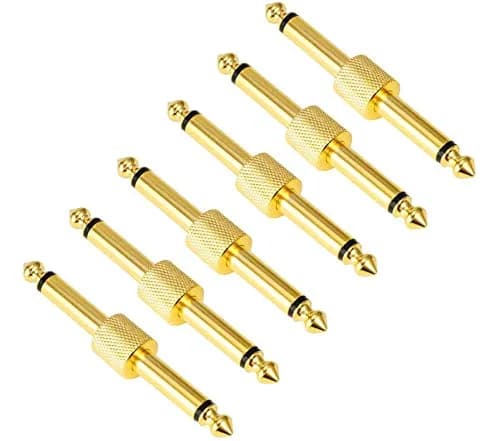 OTraki 6 Pack Guitar Pedal Connector 1/4 inch Effect Pedal Coupler Gold Plated 6.35mm | Straight Male to Male Plug thumbnail 7