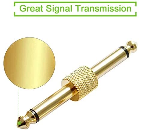 OTraki 6 Pack Guitar Pedal Connector 1/4 inch Effect Pedal Coupler Gold Plated 6.35mm | Straight Male to Male Plug thumbnail 3
