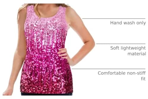 MANER Sequin Tank Top Sleeveless Gradient Glitter XS-3XL | Party & Casual Wear thumbnail 4