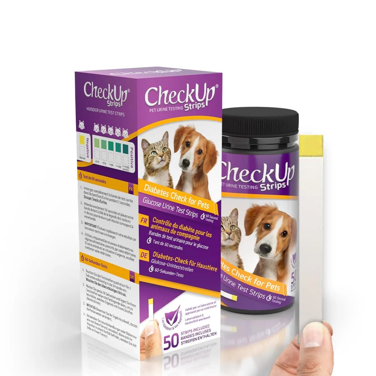 KIT4CAT CheckUp Protein Urine Test Strips for Cats & Dogs, 50 Count | Non-Invasive Pet Health Monitoring — Glucose urine test strips for Cat & Dog