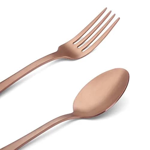 sharecook Matte Rose Gold Silverware Set 20-Piece Stainless Steel Flatware Set with Round Edge | Service for 4 thumbnail 3