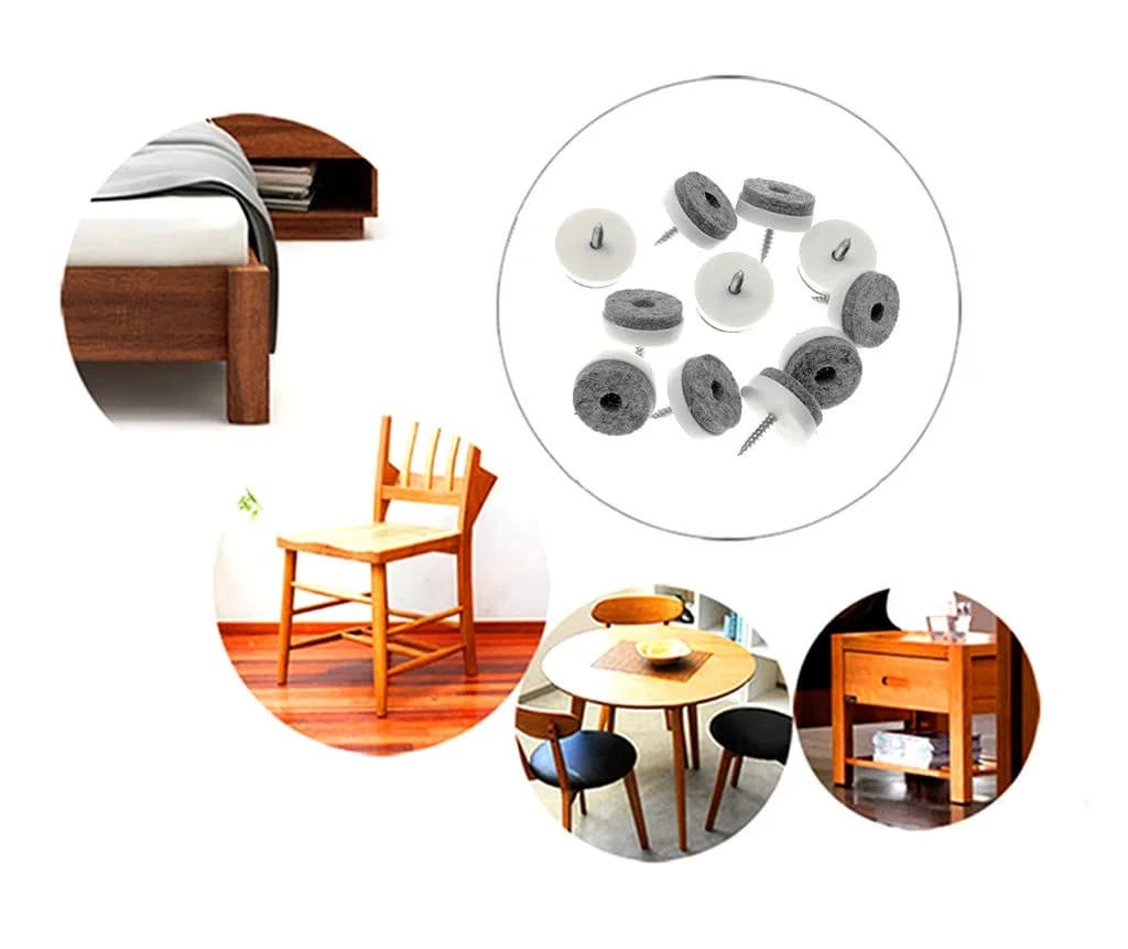 ALIMITOPIA Screw-on Furniture Felt Pads 28mm (1.1") White | Protects Floors & Furniture from Scratches - view 7