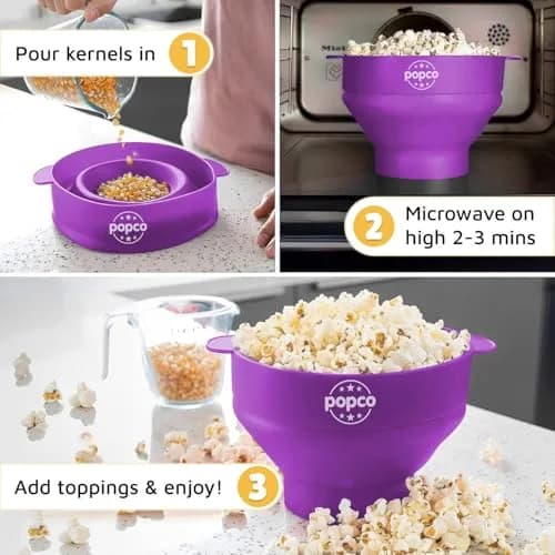 POPCO HotPop Silicone Popcorn Maker - 15-Cup Capacity Collapsible Bowl | Microwave Popcorn Popper for Family Movie Nights thumbnail 5