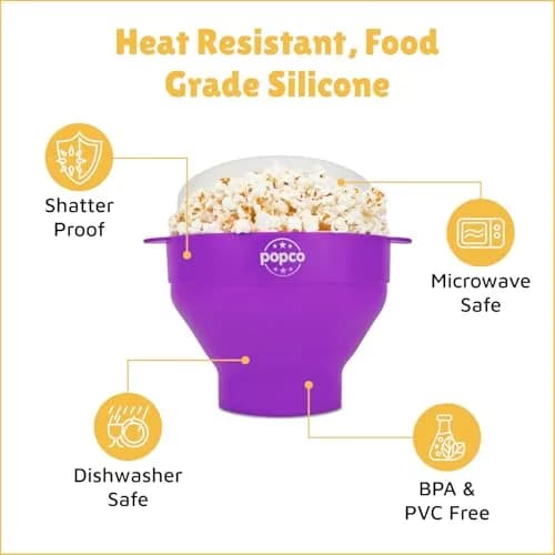 POPCO HotPop Silicone Popcorn Maker - 15-Cup Capacity Collapsible Bowl | Microwave Popcorn Popper for Family Movie Nights thumbnail 6