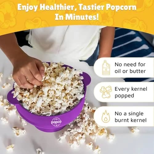 POPCO HotPop Silicone Popcorn Maker - 15-Cup Capacity Collapsible Bowl | Microwave Popcorn Popper for Family Movie Nights thumbnail 2