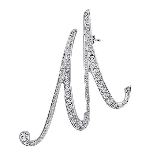 Liasun 26 Letters Brooches Silver Plated Metal Broaches Pins-Clear Crystal Initial Breastpin (1pcs-M) | Elegant Letter Brooch for Women thumbnail 1