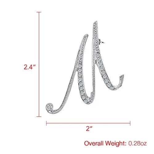 Liasun 26 Letters Brooches Silver Plated Metal Broaches Pins-Clear Crystal Initial Breastpin (1pcs-M) | Elegant Letter Brooch for Women thumbnail 2
