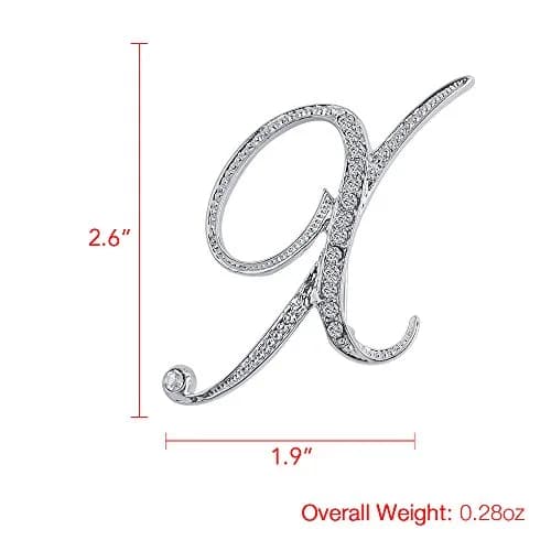 Liasun 26 Letters Brooches Silver Plated Metal Broaches Pins-Clear Crystal Initial Breastpin (1pcs-X) | Elegant Letter Brooch for Women thumbnail 2