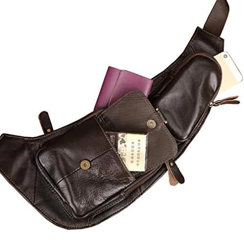 Hebetag Leather Sling Bag Backpack 31cm (12.2") | Vintage Crossbody Daypack for Men & Women thumbnail 5
